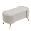 100cm Rectangular Ottoman Footstool Velvet Upholstered Stool w/Golden Metal Legs