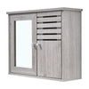 Wall Bathroom Cabinet Storage Cupboard Double Doors with Mirror & Shelves Wooden