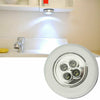 4pcs LED Touch Push Button Light Self-Stick on Battery Powered Cabinet Spot Lamp