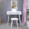 White Dressing Table with Dimmable LED Mirror Padded Stool 2 Drawer Vanity Table