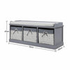 Hallway Shoe Storage Bench With 3 Rattan Baskets Organizer Cushion Padded Seat