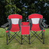 Double Sunshade Folding Chairs Outdoor 2-person Chairs w/Sun Protective Canopy