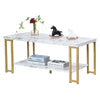 2-Tier Coffee Table Faux Marble Accent Rectangular Cocktail Table Tea Table