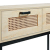 VonHaus Rattan Console Table w/ 2 Storage Drawers & Shelf | Entryway Hall Table