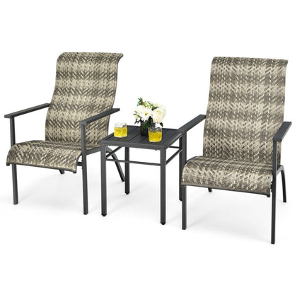 3PCS Outdoor Rattan Bistro Furniture Garden Patio Wicker Table and Chair Set