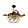 Nordic Led Ceiling Fan 3 Retractable Blades Invisible 6 Speeds Remote Chandelier