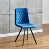 4Pcs Velvet Dining Chairs Metal Leg Padded Dining Room Kitchen Office Blue Color