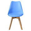 2 X Blue Dining Chair Wooden Legs Faux Leather Chair Home Office Dining Room New