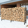 Large Capacity 8ft Firewood Rack Outdoor Patio Fireplace Log Storage Rack Holder