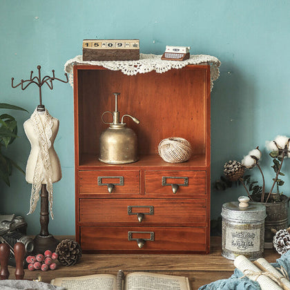 Desktop Small Wooden Chest of Drawers Storage Unit Cabinet Cupboard Shelves Rack