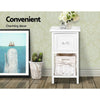 2 x Wood Bedside Tables Night Stand Cabinet Storage Drawer Wicker Baskets UK