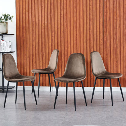 Set of 4 Velvet Dining Chairs Padded Backrest Home Living Room Kitchen Office BN