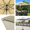 2.7M Round Garden Parasol Sun Shade Patio Outdoor Umbrella with Crank Tilt &Base