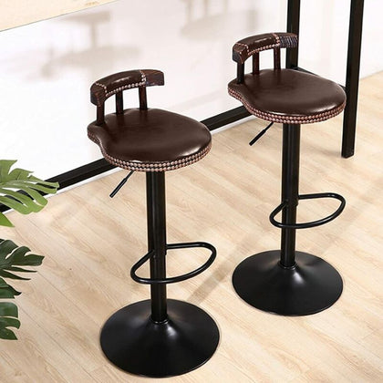 2PCS Brown Bar Stools Wooden Swivel High Leg Lifting Barstools Pub Cafe Dining