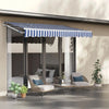 Awning Manual Outdoor Garden Canopy Patio Sun Shade Shelter Blue White 200X150CM