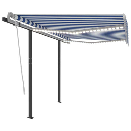 Manual Retractable Awning with 3.5x2.5 m Blue and White Y7A9