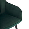 2pcs Green Velvet Dining Chairs Set Padded Seat Metal Legs Kitchen Furniture