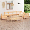 11 Piece Garden Set Solid Pinewood E7J1