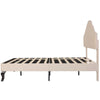 Double Size Bed 4ft6 Velvet Upholstered Slatted Bed Frame with Headboard Beige