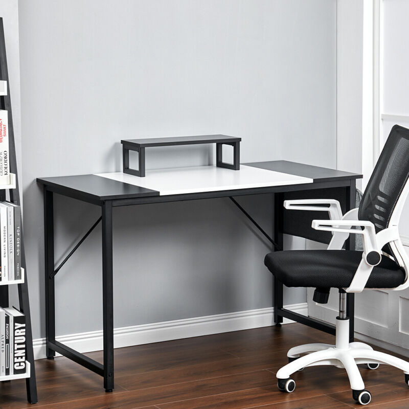 Monitor Study Table Computer Desk with Monitor Stand & Pocket Home Office PC Table Study W ...