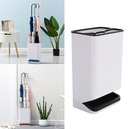 Plastic Umbrella Stand 6 Holes Umbrellas Holder Rack Basket w/Rain Draining Tray