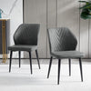 2 x Dining Chairs PU Set Padded Seat Metal Leg Kitchen Chair Home Office