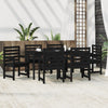 7 Piece Garden Dining Set Black Solid Wood Pine D6C7