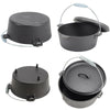 4.5L Dutch Oven Cooking Pot Cast Iron Outdoor Camping Camp Fire with Handle/Lid