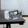 Digital Electronic Mirror Alarm Clock LED Night Light Bedside Wall Dual USB