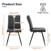 2Pcs Dining Chairs Retro Faux Leather Grey V Stripe Seat Metal Leg High Back