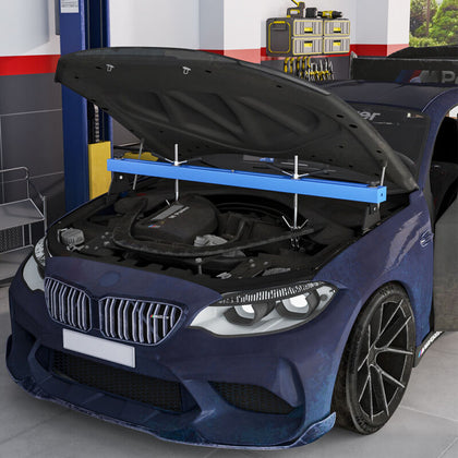 500kg Blue Engine Support Double Beam Bar Motor Transmission Hoist 2 Hook Chains