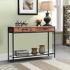 Slim Console Table Wooden Side Table Buffet Sideboard with 2 Drawers&Glass Rack