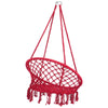 Red Boho Hanging Hammock Chair Cotton Woven Rope Swing Home Garden Chair Seat