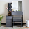Dressing Table With Drawers Mirror Stool Set Makeup Desk Vanity Table Bedroom