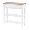 White Console Table Hallway Side Desk w/ Drawer 2 Shelves Worktop Retro Elegant