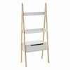 3 Tiers Shelf Ladder Storage Shelf Unit Bookcase Rack 1 Drawer Pine Wood White