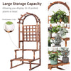 3 Tier Large Wooden Garden Plant Stand with Arch Lattice Trellis Climbing Plants
