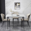 Rectangular Marble Dining Table 4-6 Seaters Black Metal Legs Kitchen Furniture