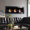 Bio Ethanol Fireplace Black Matte Box Real Flame & Glass Design Eco Fire Burner