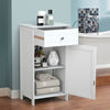 Bathroom Floor Cabinet Wood Storage Organizer Adjustable Shelves W/ Drawer Door