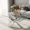Glass Coffee Table With Chrome X Modern LivingRoom Furniture Tea Sofa Side Table