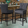Grey Linen Fabric Breakfast Dining Chairs Bar Stools Wood Barstools Stool Chair
