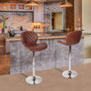 2PCS Bar Stools Gas Lift Swivel Stool Pub Club Cafe Breakfast Chair Faux Leather