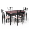 5PCS Dining Table & Chair Set Breakfast Bar Kitchen Furniture with Padded Seat