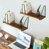 Set of 2 Wood Rustic Shelves Wall Hanging Metal Shelves Mounted Floating Shelves