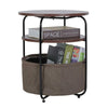 Industrial Wood Metal Bedside Table W/ Storage Basket Sofa End Coffee Side Table