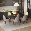 2Pcs Dining Chairs Set Faux Leather Seat Black & Gold Metal Legs Kitchen Chairs