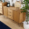 Industrial Wooden Sideboard Cabinet Cupboard Storage Furniture 2 Doors 3 Drawers