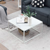 Modern Square Leisure Coffee Table Sofa Side End Table with Faux Marble Tabletop