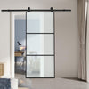 Modern 6ft Sliding Door Track Barn Door Hardware Set Kit Single Door Black